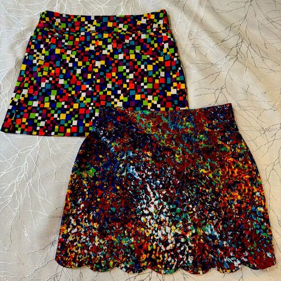 Attyre Skort Set of 2 Blue Black Abstract Design Scallop Hem Tennis Golf SZ10 - Picture 1 of 13